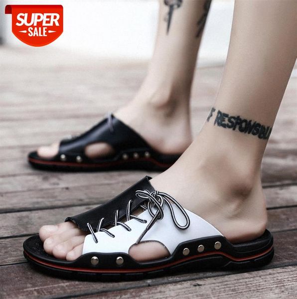 

men's beach shoes, microfiber leather, breathable, large size sandals and slippers, casual, flip-flops #g68c, Black