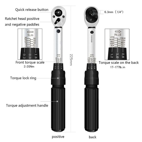 

21pcs bicycle repair tools adjustable ratchet torque wrench socket bit diy tool n1hf hand