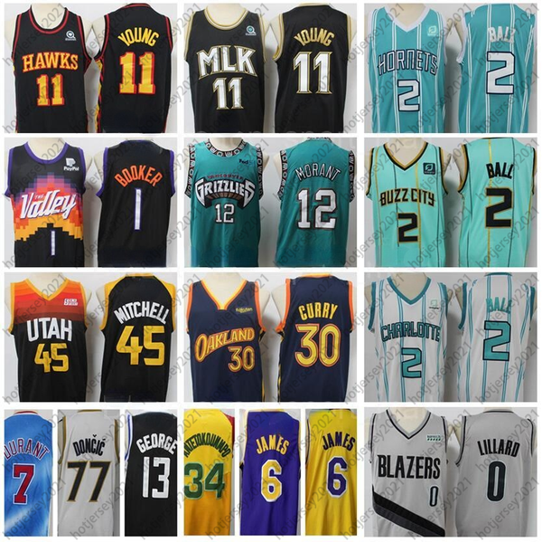 

stitch basketball 2 lamelo ball jersey stephen curry lillard trae young donovan mitchell devin booker ja morant kevin, Black;red