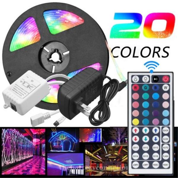 

waterproof led strip light smd 44 key remote 12v us eu uk au 3a power adapter full kit strips