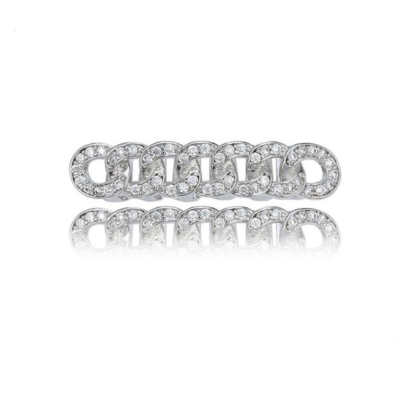 

hip hop gold inlaid with zircon circle chain hiphop grillz braces, Silver