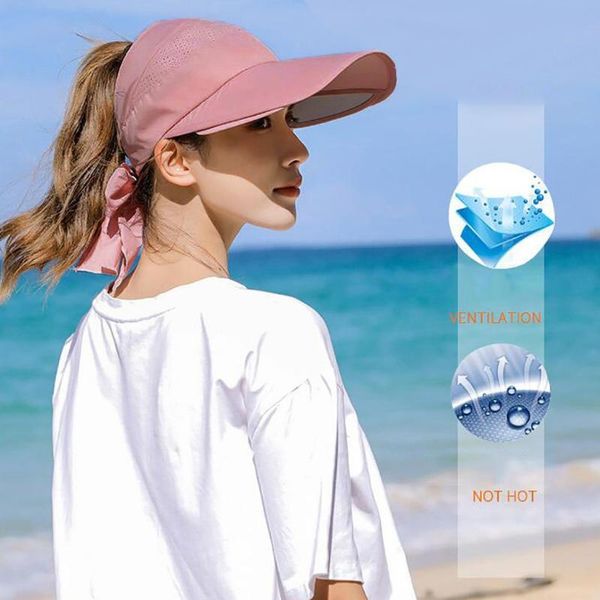 

wide brim hats fashsiualy sun hat lady summer cap breathable mesh cloth protection big uv bike running, Blue;gray