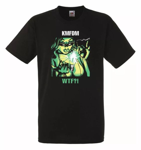 

kmfdm wtf black mens t-shirt men rock band tee shirt, White;black