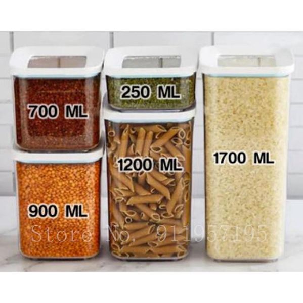 

storage bottles & jars 3 pc container box kitchen food set with vacuum lid transparent airtight organizer cereals tea