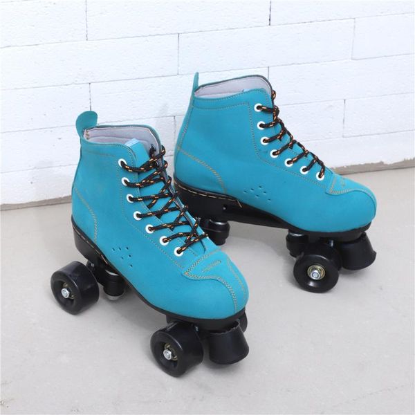 

inline & roller skates artificial leather blue green 4-wheels black shoes woman man ourdoor sports