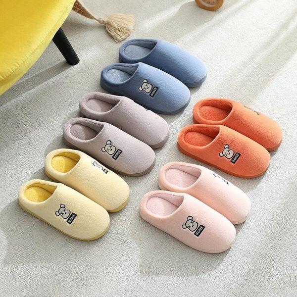 

cartoon women winter home slippers cute non-slip soft warm house shoes indoor bedroom lovers couples floor flat chinelos, Black