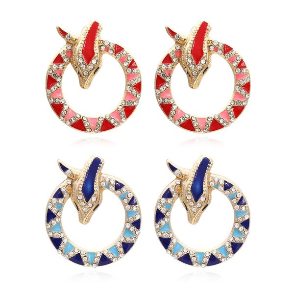 

snake shaped rhinestone charm ear studs excellent design luxury valuable jewelry girl gift snake jewelry comfortable, Silver
