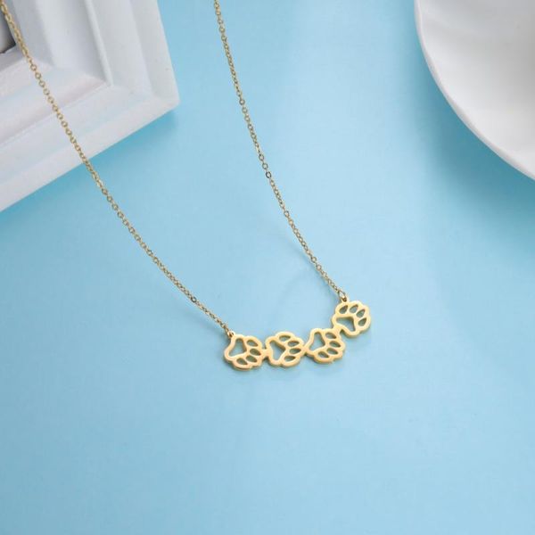 

pendant necklaces skyrim 2021 trend hollow animal dog cat bear paws necklace for women stainless steel cute choker jewelry gifts, Silver