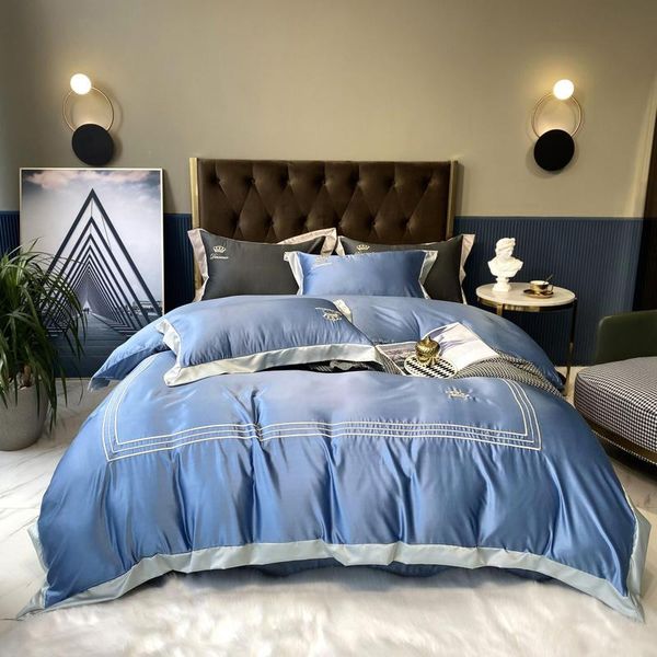 

bedding sets michiko 2021 modern simple washing silk embroidery four piece set crown series