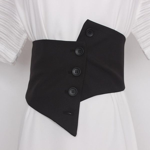 

belts women's runway fashion black fabric elastic cummerbunds female dress corsets waistband decoration wide belt tb1992, Black;brown