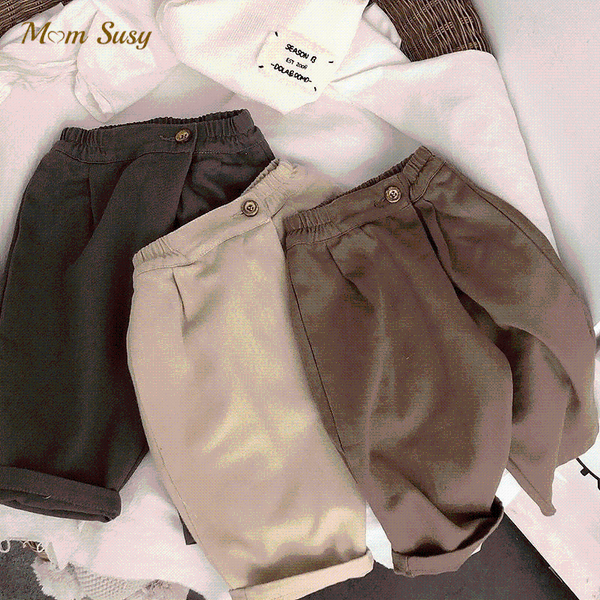 

trousers fashion baby boy casual pant cotton button infant toddler child long boys loose solid color clothes 1-7y, Blue