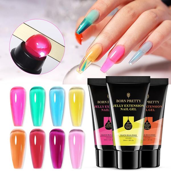 

30ml jelly acrylic gel nail extension polish colorful purple blue builder soak off varnish, Red;pink
