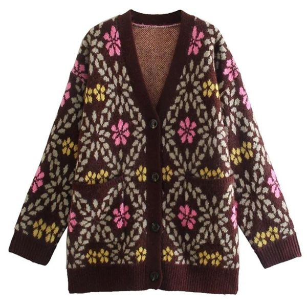 

women's sweaters withered 2021 indie folk vintage jacquard weave winter women cardigans knittedjacket pullovers, White;black