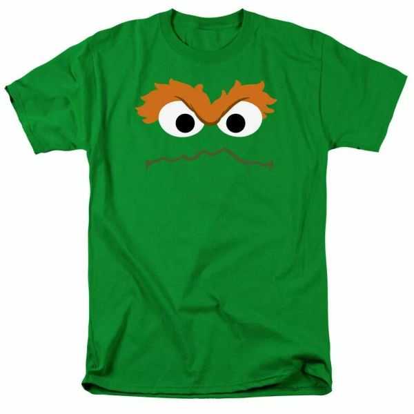 

sesame street oscar face t shirt mens licensed classic tv show kelly green, White;black