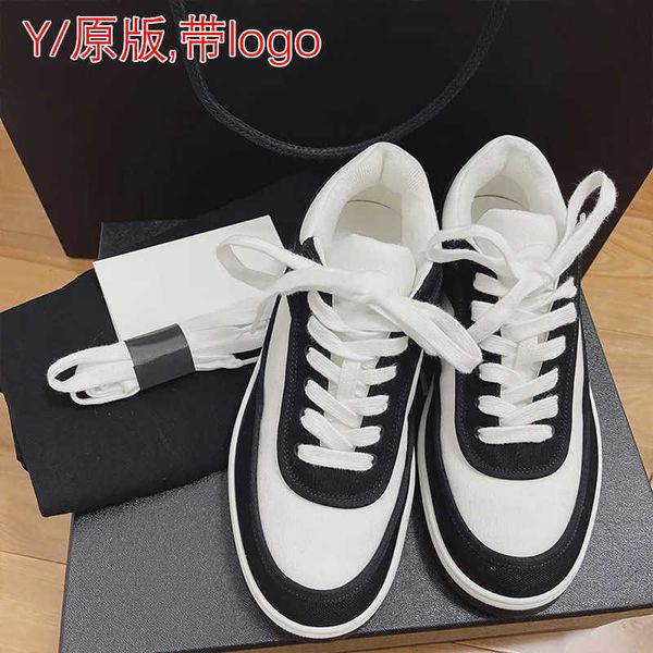 

21 spring and summer small fragrance canvas shoes black white pa color matching leisure sports flat bottom breathable women's