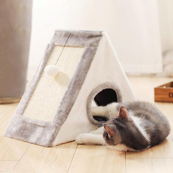 

cat beds & furniture puppy kennel kitten sleeping cave unique indoor warm soft cozy funny small pet house detachable nest with scratcher por