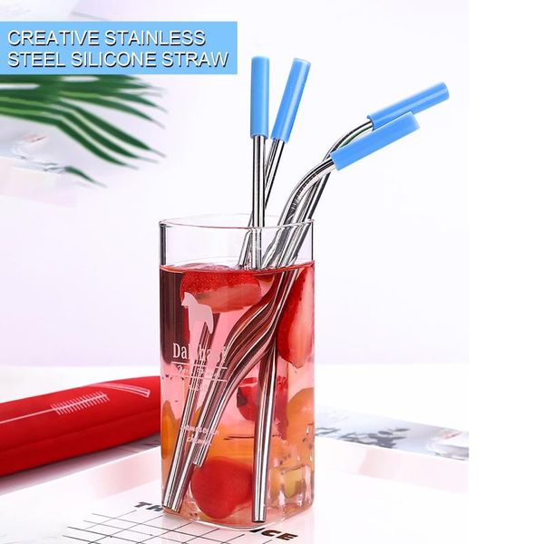 

drinking straws stainless steel anti-scratch silicone soft sleeve