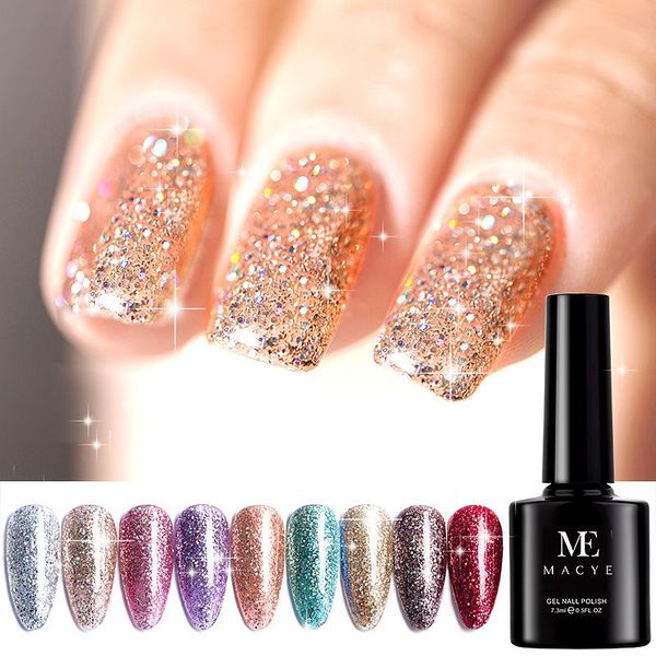 

nail polish arrival super laser gel glitter effect sparkling semi permanent 12 colors beauty uv lacquer esmaltes