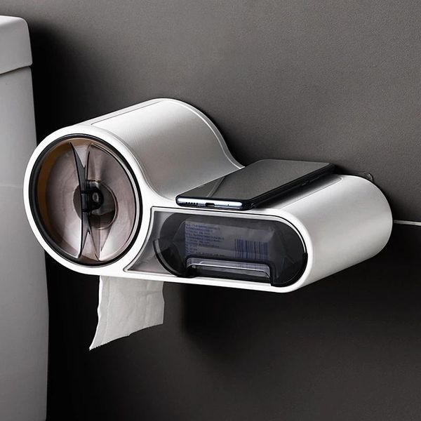 

toilet paper holders multifunctional holder rack waterproof wall-mounted tissue box roll storage bathroom accessories