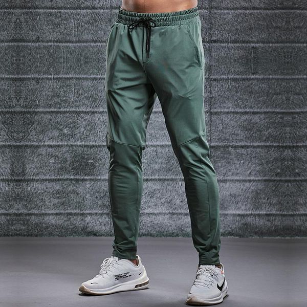 

running pants summer men fitness sports gym elastic ice silk quick dry sweatpants training jogging exercise slim trousers, Black;blue