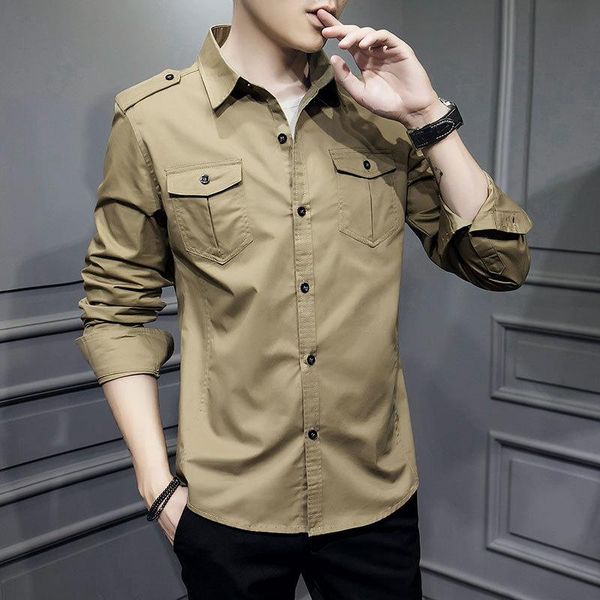 

men's casual shirts long sleeve shirt in the spring of 2021, White;black