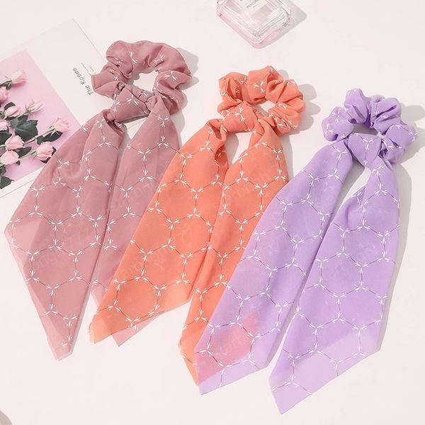 

candy color women chiffon ponytail holder scrunchies girls hairband hair accessories christmas, Slivery;white