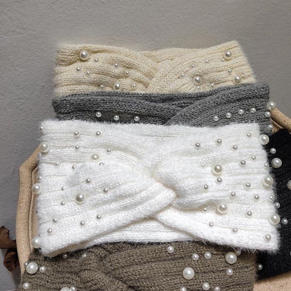 

hair accessories autumn and winter band south korea nail pearl wide-brim simple warm wearing net red face wash headwear