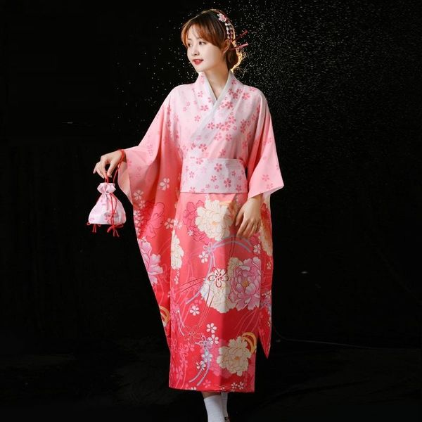 

ethnic clothing japanese style kimono yukata with obi women traditional costume dress cosplay ladies ff3396, Red
