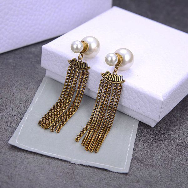 

earrings long tassel earrings d family pearl earrings, Silver