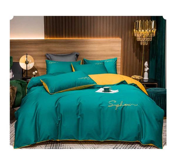 

bedding sets home textile 4pcs ,bedding set with silk material double sided quilt cover 1pc pillowcase 2pcs