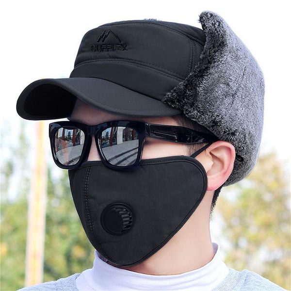 

beanies women's winter hat thicken thermal bomber hats for men velvet warm ear protection face windproof ski cap casquette