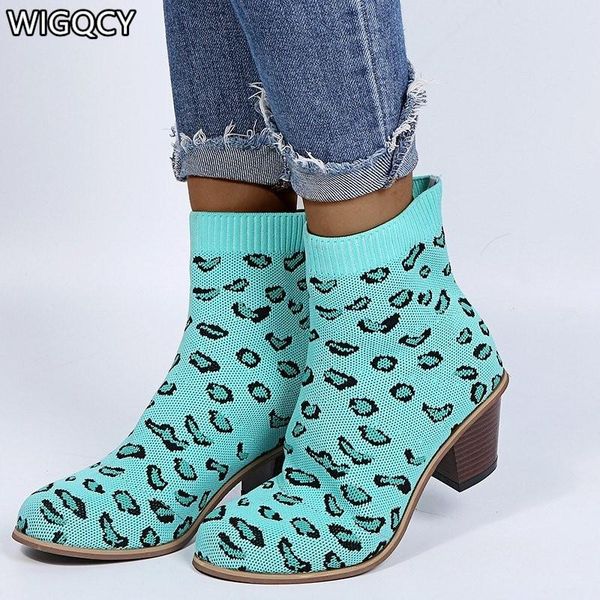 

boots 2021 spring fashion woman shoes leopard print cloth breathable comfortable heeled casual plus size, Black