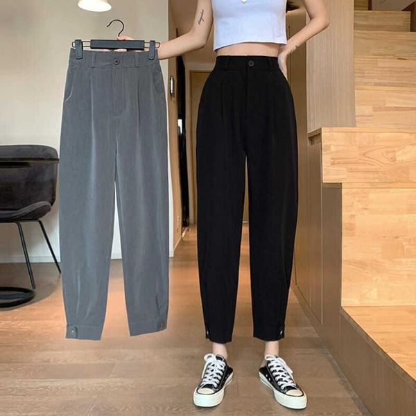 

women's pants & capris women casual harem book restore fashion loose single long broek classic high elastic tail black gray, Black;white