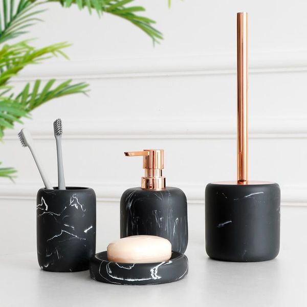 

pcs bathroom accessory toothbrush holder home set mouthwash cup toilet brush soap dish lotion dispenser marble bath