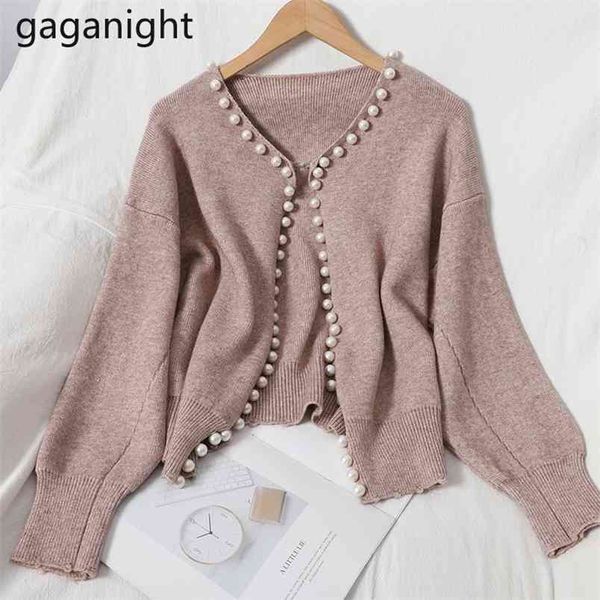 

beading women fashion cardigan solid chic korean sweater knitted office lady kardigan spring autumn outwear 210601, White