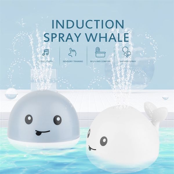 Baby Bath Toy Shower Bathing Water Spray Cartoon Whale Induzione elettrica Sprinkler Musica Luce colorata 210712