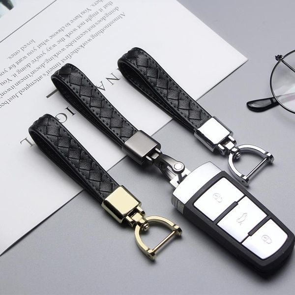 

keychains car hand-woven real leather keychain key ring chain for auto products accessories, Silver