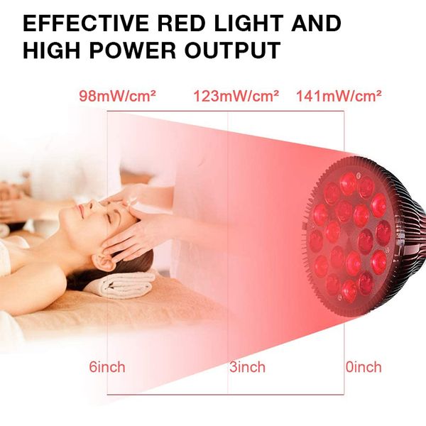 Lâmpadas LED 54W LEDs vermelhos luzes vermelhos 660nm e perto de bulbos de terapia de luz de 850nm infravermelhos para alívio da dor na pele