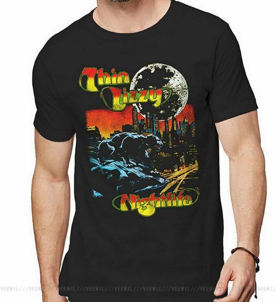 

men's t-shirts thin lizzy nightlife colour mens t-shirt tee official licensed band merch shirt high quality, White;black