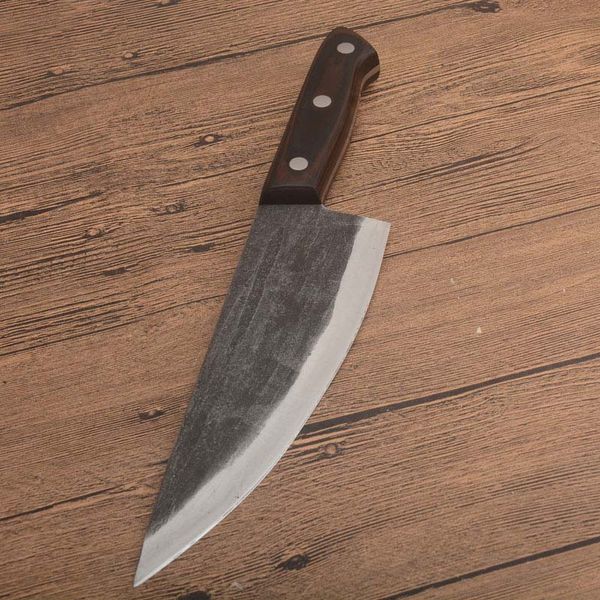 Eccellente Qualità Chef Knife High Carbon Steel Blade Satin Full Tang Wood Maniglia in legno a lama a lama fissa a lama affilata fatta a mano