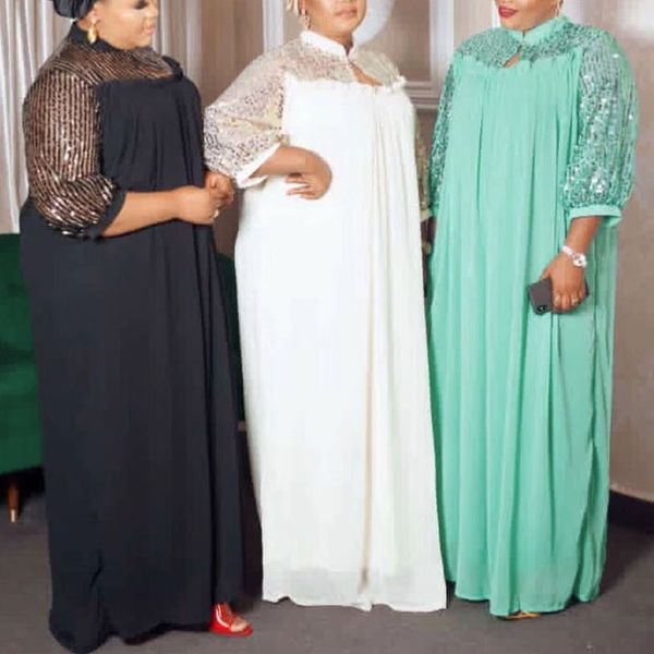 

2021plus size boubou sequin dresses for women new africa ankara gown muslim fashion abaya kaftan 2021 wedding party chiffon dress, Red