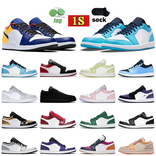 

1s one low basketball shoes mens womens jumpman 1 unc designer leather canvas skate sport sneaker royal yellow green toe triple black starfi