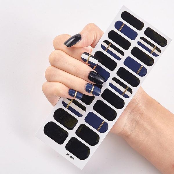

tips/sheet solid color and striped manicure nail wraps diy decoration minimalist design nailart sticker tips1, Black