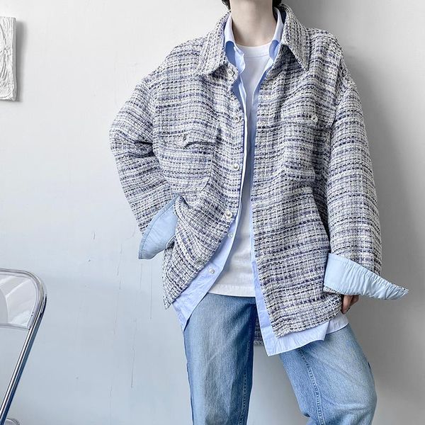 

men's jackets men streetwear fashion oversize loose casual long sleeve thick shirt coat vintage wool jacket male women outerwear couple, Black;brown
