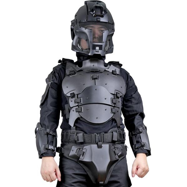

hunting jackets outdoor multi-function tactical lightweight armor suit adjustable molle belt elbow pad groin crotch protection, Camo;black