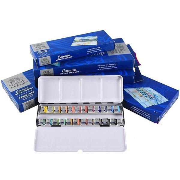 

gift sets winsor&ton cotman 8/12/24/36/45 colors half pans solid watercolor paints set pigment art supplies