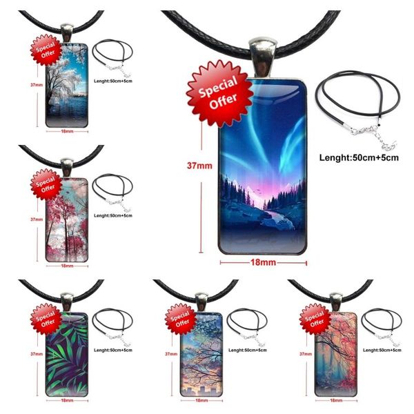 

pendant necklaces for women choker nature tree buying glass cabochon rectangle necklace steel color jewelry, Silver