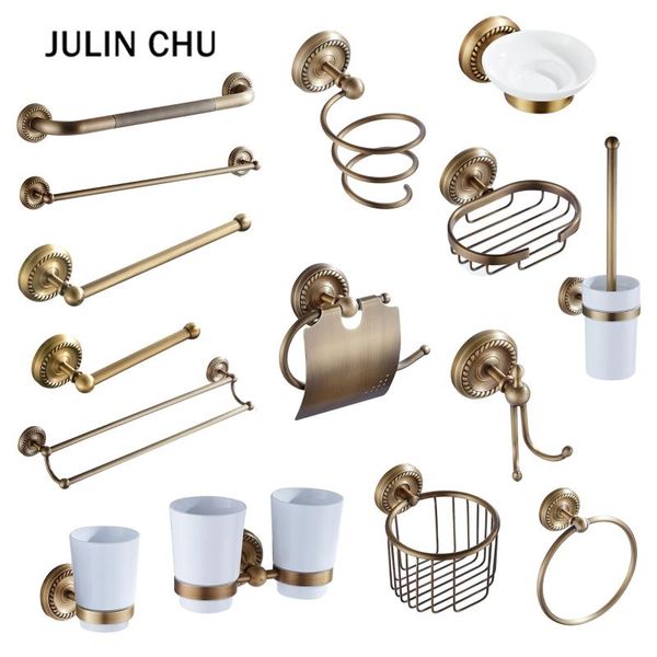 

bronze bathroom hardware accessories set vintage brass wc brushed holder paper towel rack ring grab bars soap basket robe hook bath accessor