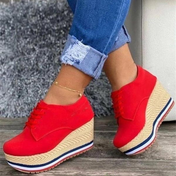 

sandals women flats platform shoes fashion lace-up straw the heel wedges sneakers vulcanize casual zapatillas mujer, Black