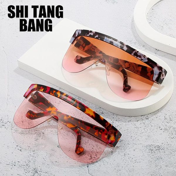 

outdoor eyewear big frame sunglasses brand designer one-piece face mask glasses fashion protective eyeglasses luxury retro rimless